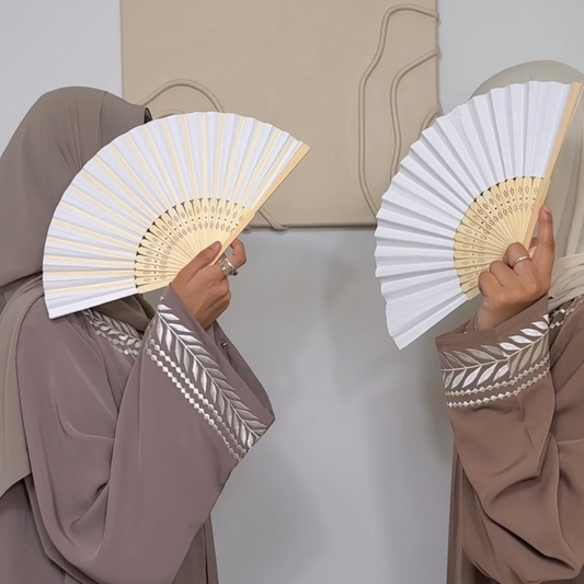 Blush White Leaf Abaya