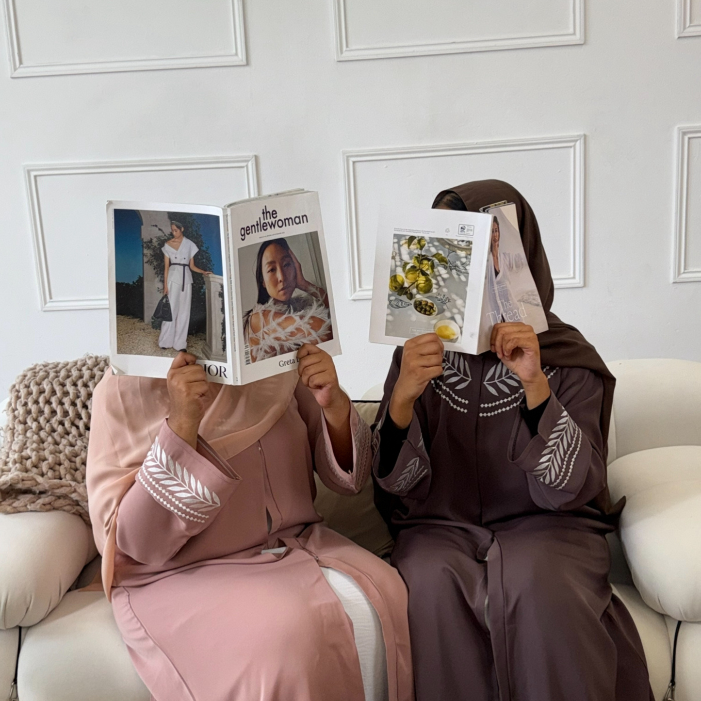 Pink White Leaf Abaya